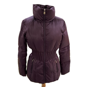 Laundry by Shelli Segal Plum Size Medium Jacket Satin Puffer NO HOOD